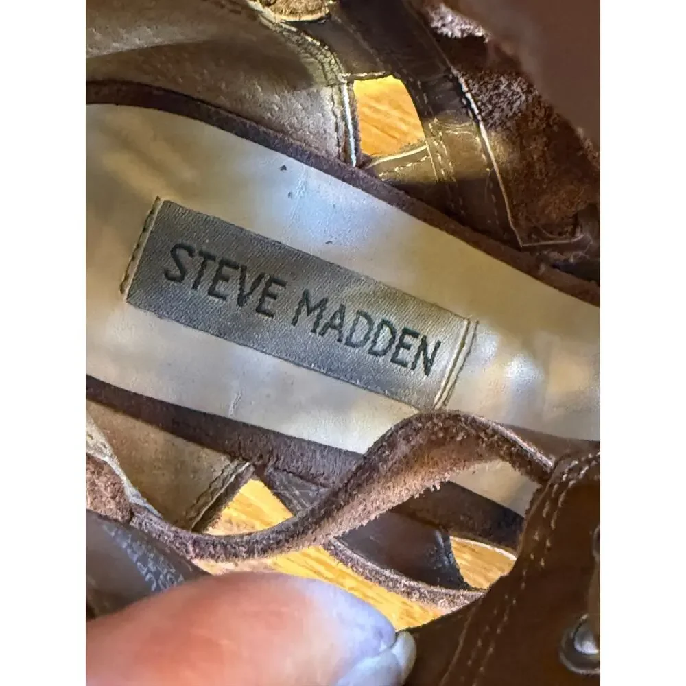 Steve Madden Jackson Heeled Lace Up Sandals Size 8